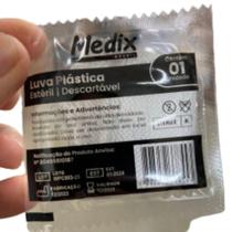 Luva Plástica estéril descartável medix
