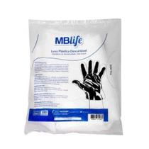 Luva plastica mblife 100un Luva plastica mblife 100un