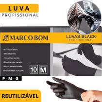 Luva Preta Marco Boni Látex Reutilizável P M G Caixa 10 Unid