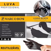 Luva Preta Marco Boni Látex Reutilizável Profissional P M G Caixa 10 Unidades