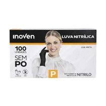 Luva Preta Nitrílica Sem Pó 100 Unidades Inoven P Luva Preta Nitrílica Sem Pó 100 Unidades Inoven P