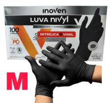 Luva Preta Nivyl (nitrilica+vinil) Hipoalergênica M Sem Pó M - 100 Peças
