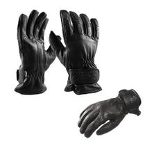 Luva Preta Route Couro Caprino Frio Inverno Moto Motoboy Delivery Entregas Tamanho P