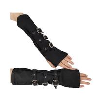 Luva Preta Sem Dedos De Seda Leiteira Com Fivela De Metal Para Mulheres, Estilo Punk, Hip Hop,