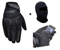 Luva Preta X11 Fit Touch Screen Moto Motociclista Motoboy Frio Inverno + Capuz Touca Ninja