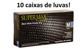LUVA PROCED NITR. BLACK SUPERMAX TAM M 10x