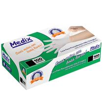 Luva Procedimento SEM PÓ Látex Médix 100 Uni Cor Branca