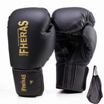 Luva Profissional Golden Fheras Luta Muay Thai, MMA E Boxe Preto E Dourado