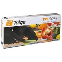 Luva proteção descartável tpe soft preta talge com 100un. Luva proteção descartável tpe soft preta talge com 100un.