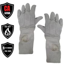 Luva Proteção Epi Raspa Soldador Profissional Segurança Cano 15cm Reforçado Solda Elétrica Serviço