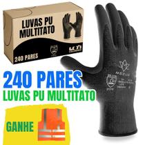 Luva PU + Brinde Colete Multitato Preta Tatil Antiestastico Eletricista Mecanico Obra Luva PU + Brinde Colete Multitato Preta Tatil Antiestastico Eletricista Mecanico Obra