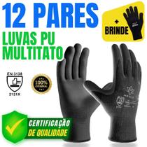 Luva PU Multitato Preta Tatil Antiestastico Eletricista Mecanico Obra Luva PU Multitato Preta Tatil Antiestastico Eletricista Mecanico Obra