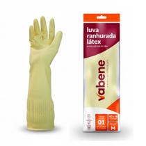 Luva Ranhurada Cano Longo Latex Amarela Vabene Reforçada Limpeza Industria Resistente