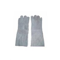 Luva Raspa Couro 20cm - Com Reforço - Cor Cinza - Par