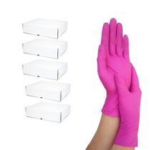 Luva Rosa De Procedimento Nitrílica Cx 100 Un Kit 5