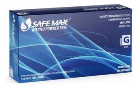 Luva Safe Max Nitrilo Azul Celeste Sem Pó Tam G 100 Unidades Azul-celeste Grande
