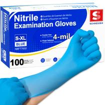 Luva Schneider de Nitrila 4 mil Sem Pó Azul 100 unidades