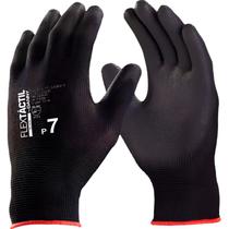 Luva Segurança Flextactil Nylon Poliuretano PU Preta DA12100 Danny EPI CA 29014