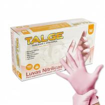 Luva talge com pó nitrilica rosa 100 un