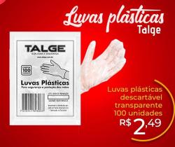 Luva talge plásticos com 50 unidades
