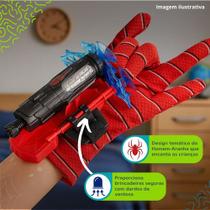 Luva Teia Lança Dardos Homem Aranha Infantil Com Ventosa Vermelho