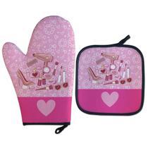 Luva Térmica de Forno Geek Rosa Charmosa Presente Criativo Luva Térmica de Forno Geek Rosa Charmosa Presente Criativo