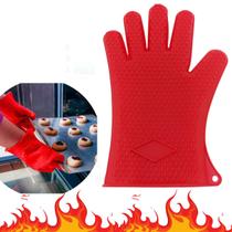 Luva Térmica de Silicone 5 Dedos Antiaderente Forno Cozinha Anti Calor Fogão Alta Resistência Temperatura