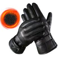 Luva Térmica Forrada Antiderrapante Motociclista Impermeável Ajustável Cor:PretoLUVA COURO:1 UNI Luva Térmica Forrada Antiderrapante Motociclista Impermeável Ajustável Cor:PretoLUVA COURO:1 UNI