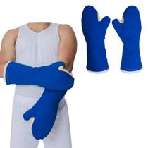 Luva Térmica Padeiro Mão de Gato 60 CM Azul Alta Temperatura