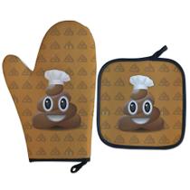 Luva Térmica para Forno Emoji Cocô Chef Cozinha Geek