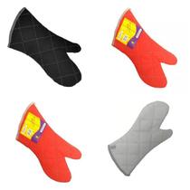 Luva térmica para forno revestida 05 preto, laranja e cinza