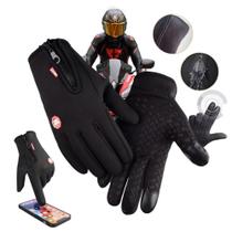 Luva Térmica para Moto e Ciclismo Touch Screen Impermeável Unissex Preto OEM