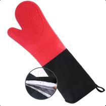 Luva Térmica VERMELHO De Forno E Fogão Para Cozinha Em Silicone 50 cm longa grande