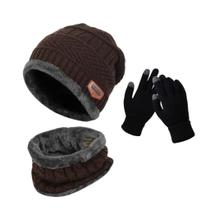 Luva Touch com Touca e Protetor De Pescoço Forrada Pelinho Kit De Frio Intenso Unissex