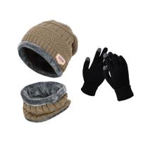 Luva Touch com Touca e Protetor De Pescoço Forrada Pelinho Kit De Frio Intenso Unissex