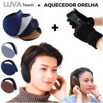 luva Touch + Protetor Aquecedor Orelha kit Inverno Frio Envio Imediato