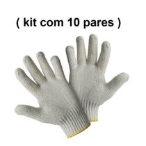 Luva Tricotada Algodão cru 4 fios lisa Epi CA ( kit 10 Par)