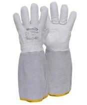 Luva Vaqueta Total Longa 20cm Punho Em Raspa Segurança Epi Luva Vaqueta Total Longa 20cm Punho Em Raspa Segurança Epi