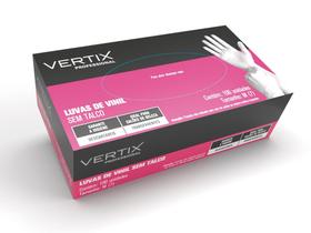 Luva Vertix Vinil Transparente cx c/100un sem talco