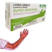 Luva Veterinária Descartável Walmur Longa 92cm Cx 100 Inseminação Artificial IATF Toques Apalpação