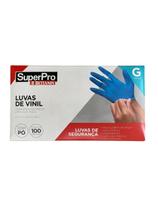 Luva Vinil Descartável Azul Com Pó Tam.G SuperPro c/ 100