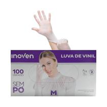 Luva Vinil Descartável Sem Pó "M" C/100 unidades Inoven