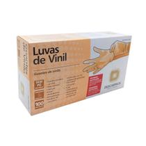 Luva Vinil Higiênico Limpeza Manutenção Segurança Linha de Produção Elástico Sem Pó Com 100 Unidades