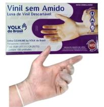 Luva Vinil S/Amido tam G transparente Volk