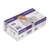 Luva Vinil Sem Pó Inoven Descartável, Caixa 100 Unidades