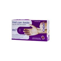 Luva vinil volk m com pulverização de amido de milho - 100 unidades