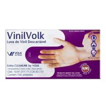 Luva vinil volk m sem po 100 unidades descartáveis ambidestras