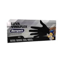 Luva Vinilflex Bompack Preta 100 unidades M
