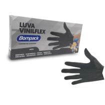 Luva Vinilflex Bompack S/PO Preta M - 100 unidades - Bompack - Rizzo