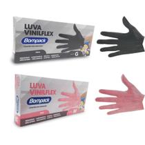 Luva Vinilflex Rosa E Preto 200 Un Tamanho M / G Descartável